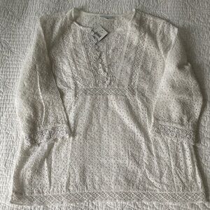 J. Jill White Eyelet Blouse, small petite